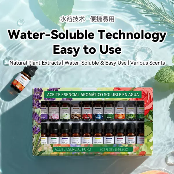Water-Soluble Essential Oil Set, 20 Pieces, Natural Fragrance for Indoor Air Purification, Water-Soluble Aromatherapy Essential Oils