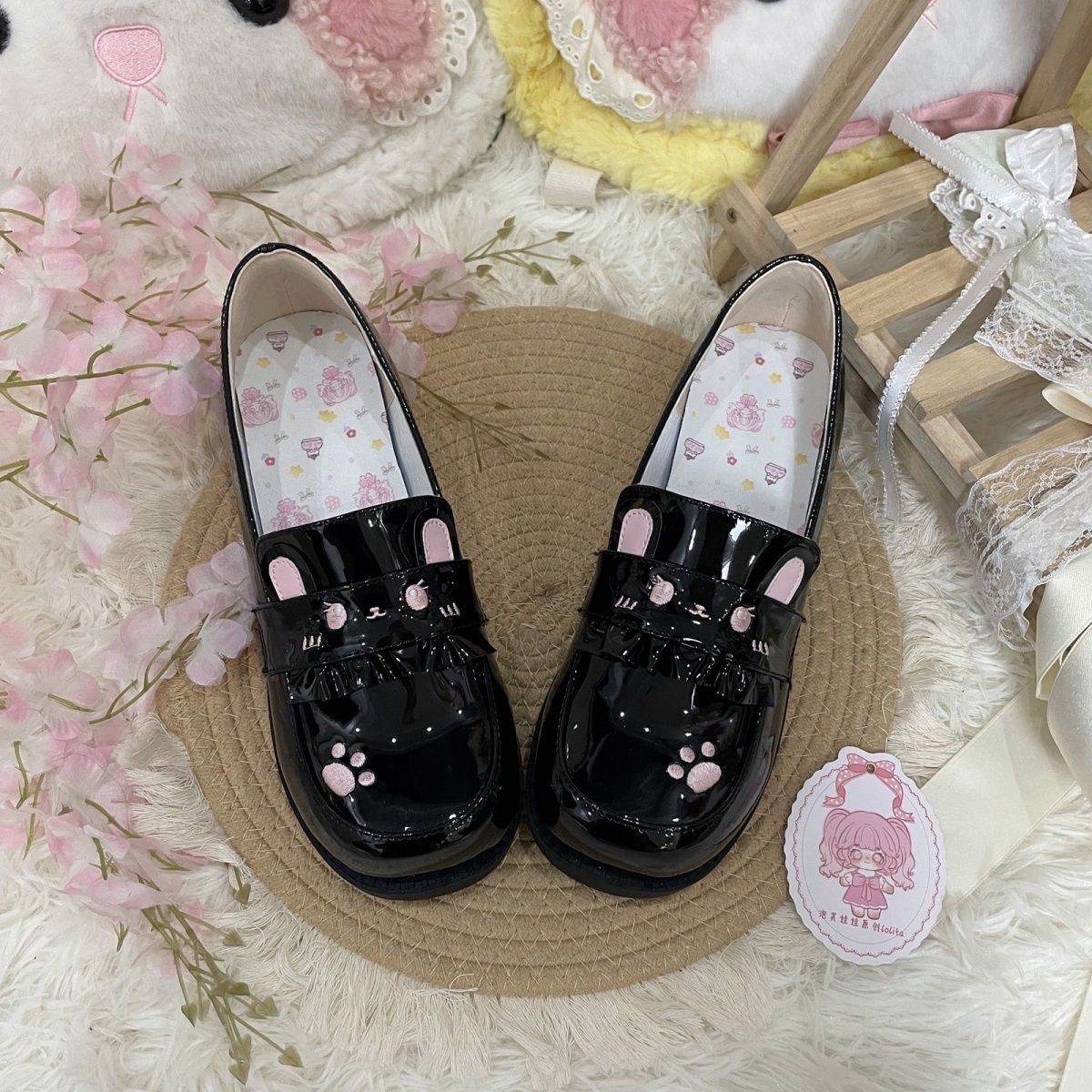 2026 verano japonés zapatos pequeños muffin gatos auriculares cabeza redonda súper suave estudiantes cómodos Lolitajk pequeña piel