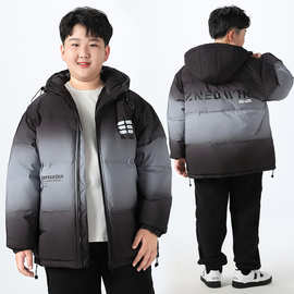 清仓胖男童羽绒服秋冬装加肥加大青少年初中生大码外套鸭绒羽绒服