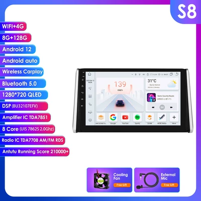 Toyota Rav4 Navigation Car: DVD Navigation - 8128g-wifi4g-lte-version-7862-carplay-eight-cores-10inch-suitable-for-18-20-toyota-rav4