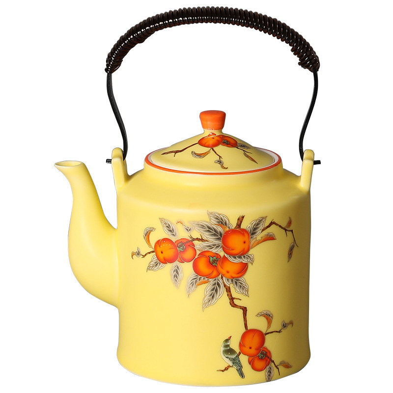 亜光蘭カンフー茶器小橋壺シンプルリビング家庭用ティーポット陶磁器フィルタ単一大提梁壺|undefined