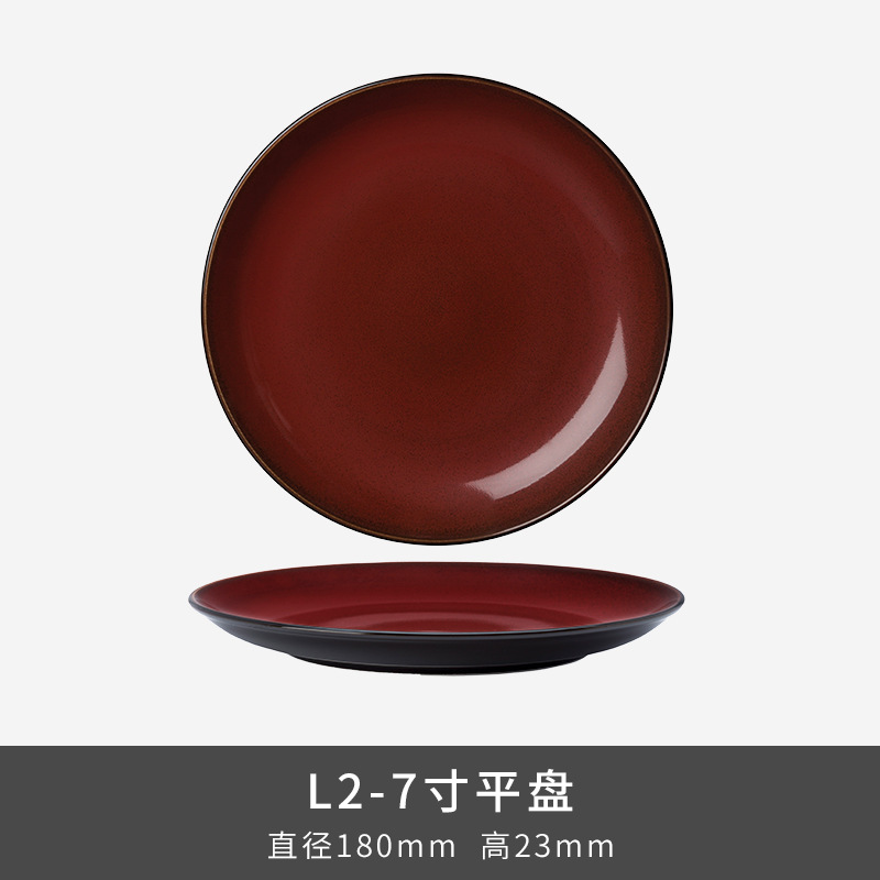 LZ Luxang cerámica horno de platos rojos coloridos horno de cubiertos de lujo ligero ensalada de frutas americana platos de platos para el hogar