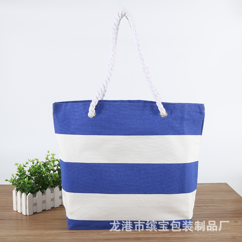 现货时尚手提帆布袋 批发彩印棉布购物袋 简约收纳沙滩包加印logo