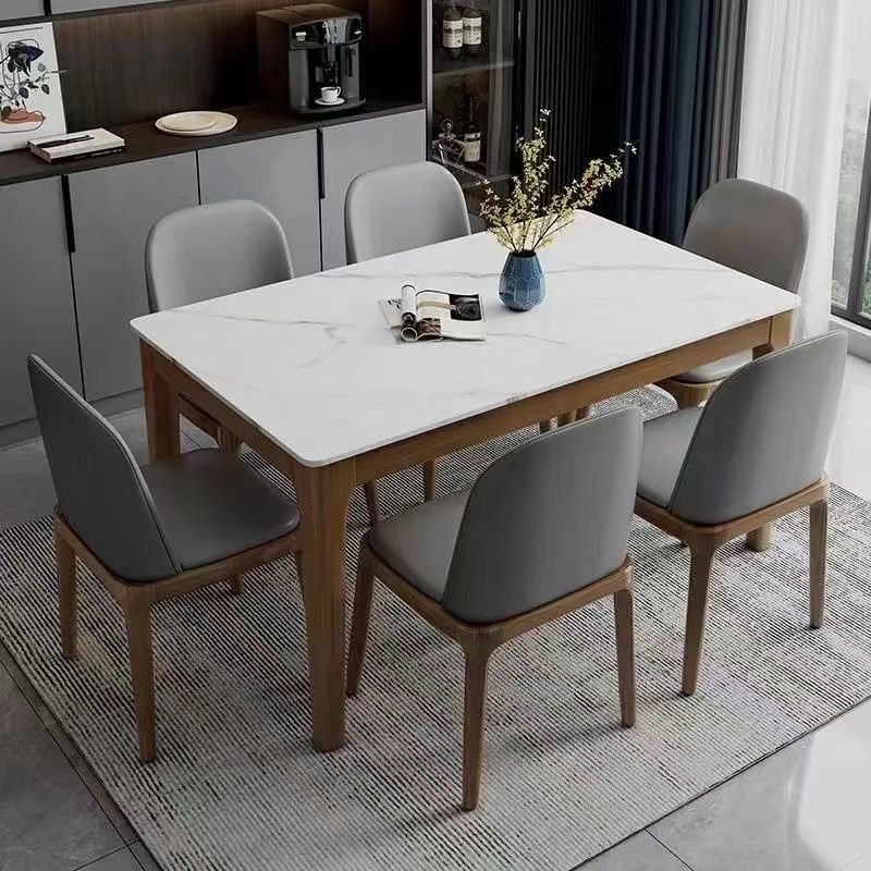 Italian Minimalist Dining Table Home Solid Wood Slate Dining Table 2025 New Slate Sofa Living Room Long Table and Chair Set