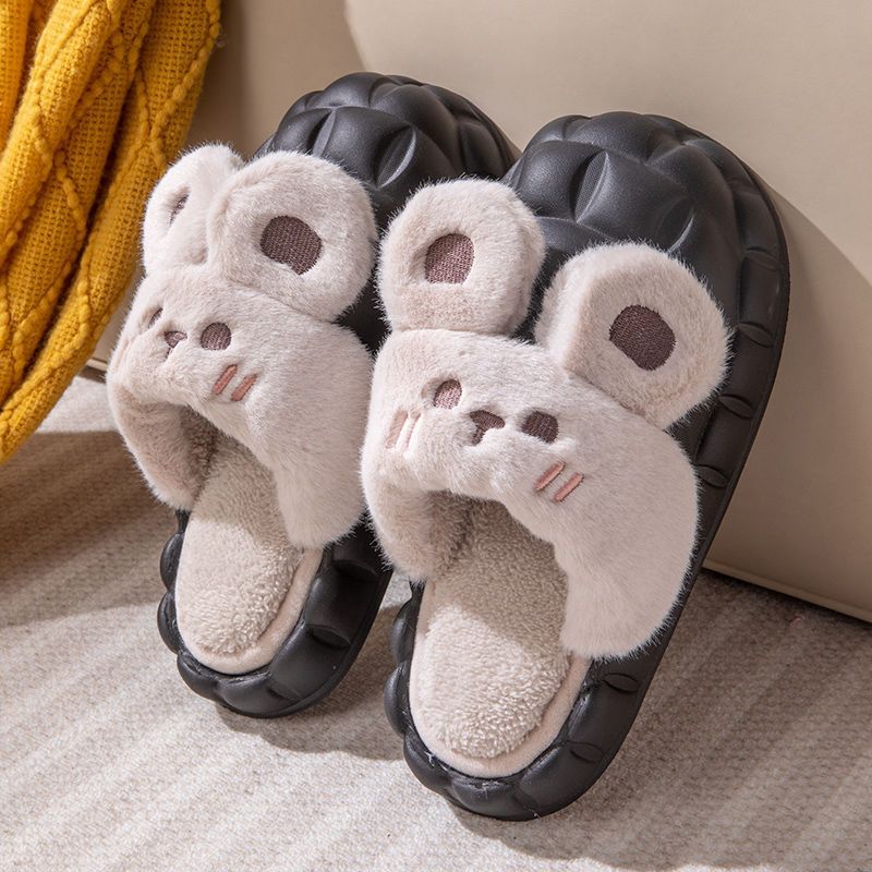 Black Black Bear 탈부착 가능한 면 슬리퍼