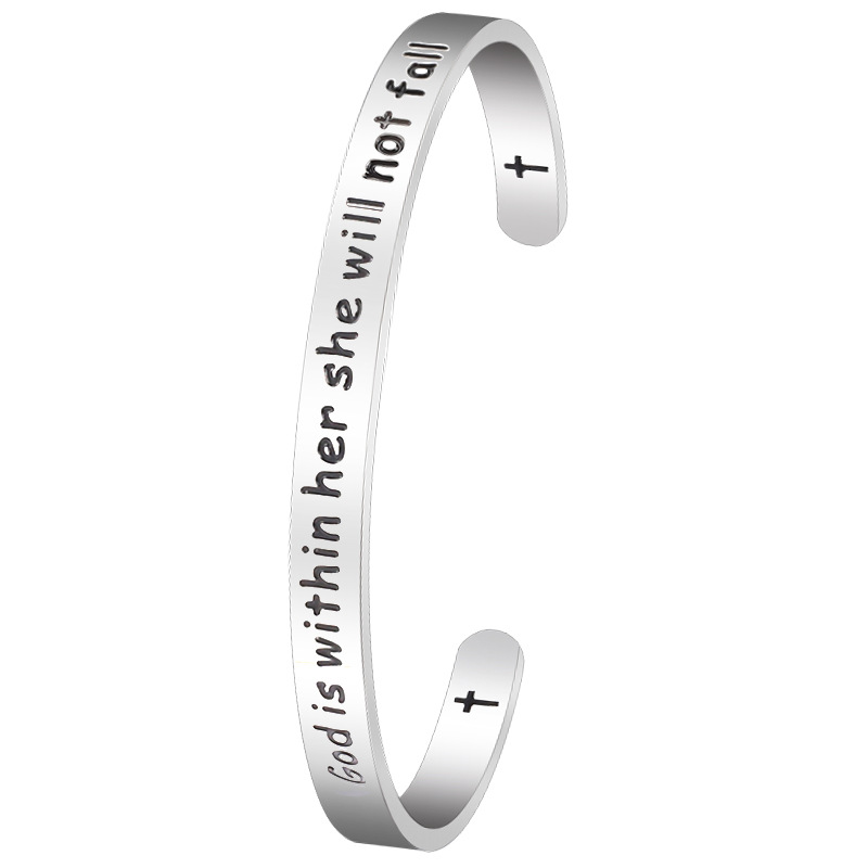 Fashion Letter Titanium Steel Polishing Bangle