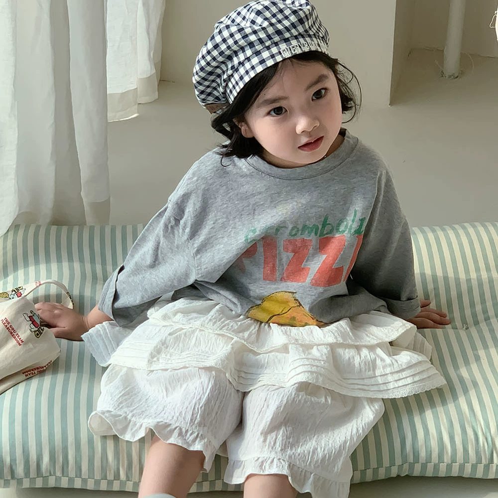 Детская футболка, новая летняя вязаная футболка с принтом для девочек, корейский свободный топ, модная и универсальная летняя одежда 099