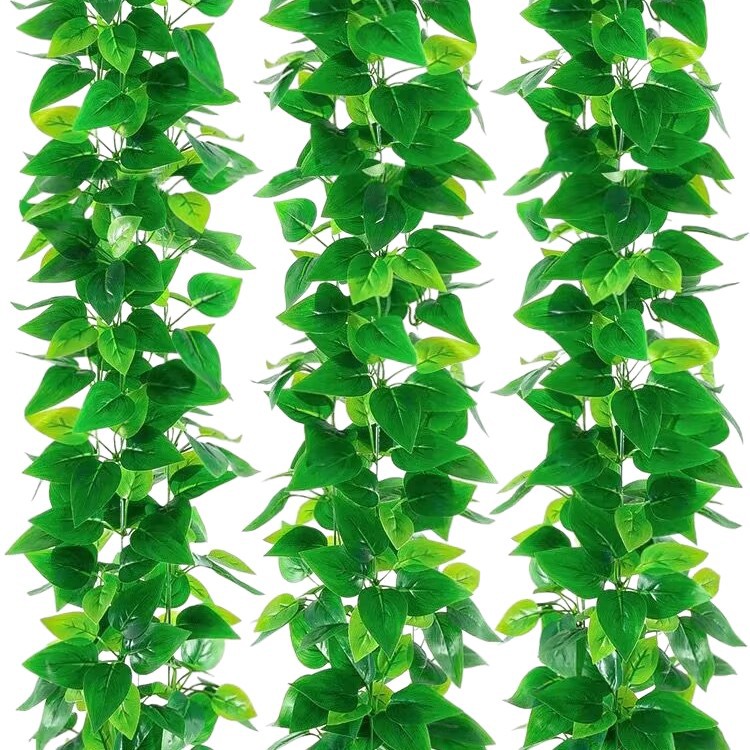 Hoja Verde artificial ratán decorativo flor artificial tubo que cubre techo flor vid verde árbol artificial hoja verde planta Pilar cubriendo feo
