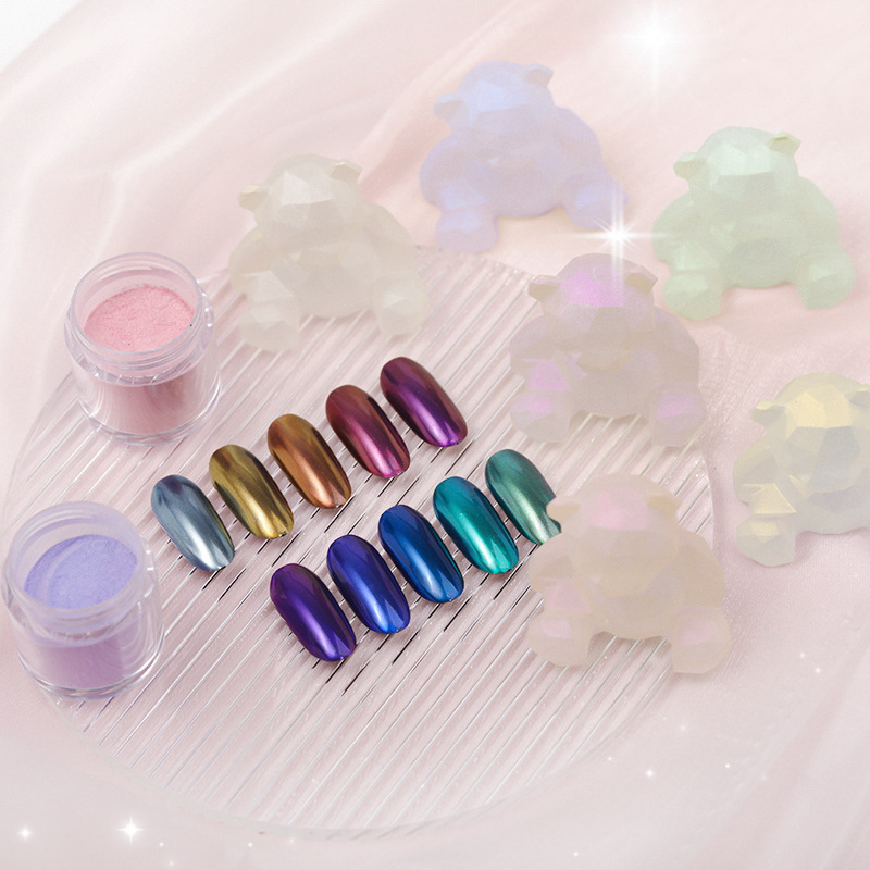 Neon ice powder diy crystal dripping glue flowing hemp nail art dream does not sink bottom ice transparent Aurora fairy powder diamond powder