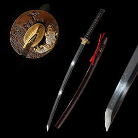 外贸批发手工一体长刀日本刀覆土烧刃居合打刀龙泉katana未开刃