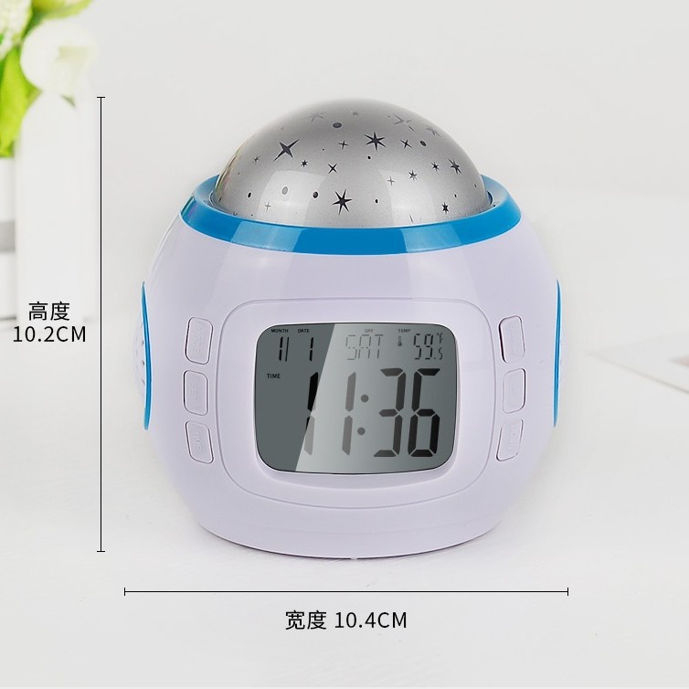 創意ロマンチック星空投影鐘自然音音楽アラーム学生児童静音睡眠電子目覚まし時計