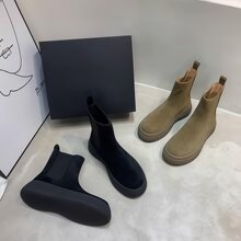 英伦风真皮厚底马丁靴女2025冬季新款大头松糕加绒切尔西勃肯短靴