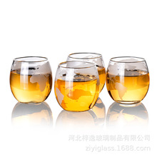 跨境销售地图杯 耐高温加厚底杯威士忌酒杯  高硼硅玻璃酒杯 红酒