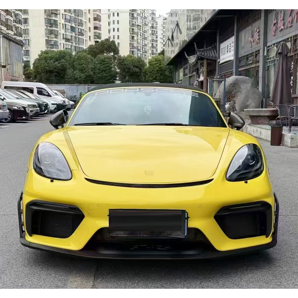 Suitable for Porsche 718 982 Cayman Boxster Modification to Gt4 Wide-Body Kit, Front Bumper, Rear Wing, Hood, and Fenders