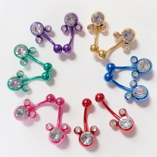 Fashionable new style zircon inlaid navel button European and American sexy threaded navel ring navel nail piercing jewelry