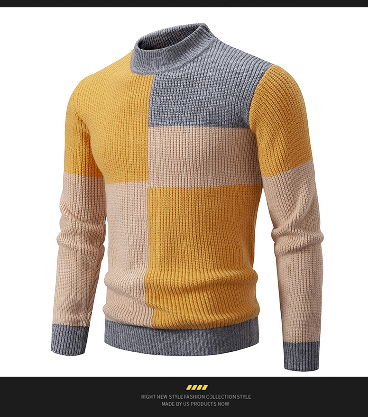 Vintage Inspired Mock Neck Sweater For Men Soft Knit Pullover_voghion.com