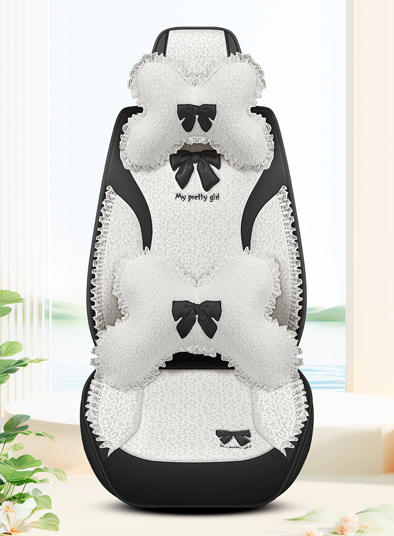 Internet Celebrity Car Seat Cushion, Universal for All Seasons, Fully Surrounded by Lace Seat Cover, Fabric Lace Car Seat Cover, Goddess Style, Cute