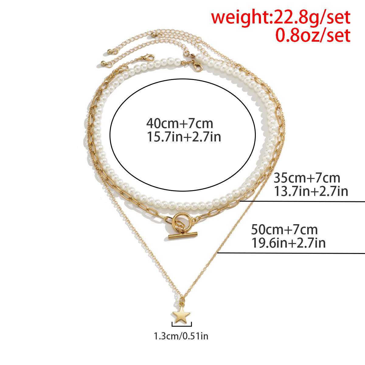 Collier avec pendentif en forme d'étoile en perles et perles artificielles de style métal_voghion.com