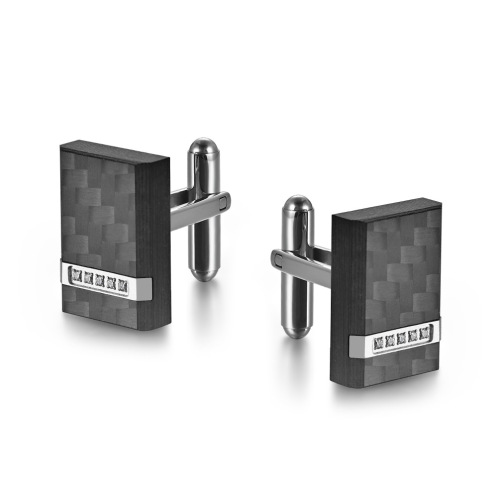 New stainless steel combination solid carbon fiber cufflinks European and American men's titanium steel suit shirt cufflinks