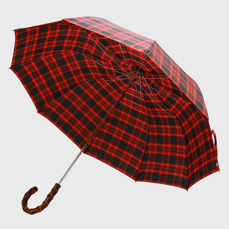 British Smoked Slub Handmade Retro Elegant Gentleman Sunny Umbrella Curved Handle Folding Strong Wind-Resistant New Product