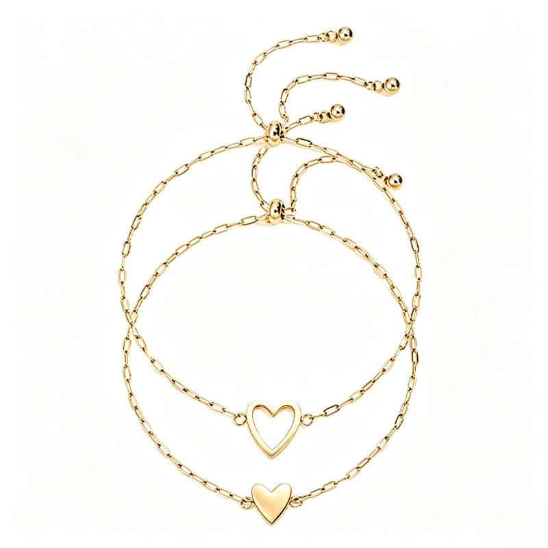 Cross-Border Hot-Selling Love-Themed Adjustable Stainless Steel Bracelet for Women, Simple and Versatile, 18K Gold Plated Two-Piece Couple Bracelet Set Cross-Border Hot-Selling Love-Themed Adjustable Stainless Steel Bracelet for Women, Simple and Versatile, 18K Gold Plated Two-Piece Couple Bracelet Set