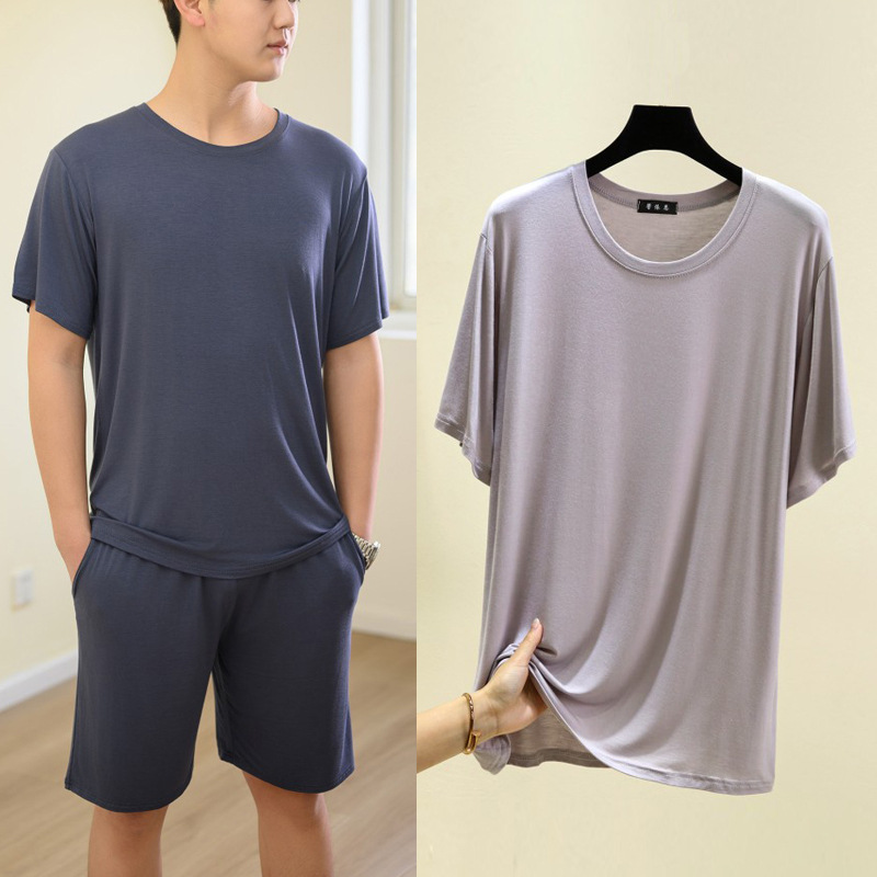 Modal Short-sleeved T-shirt Men's Summer T-shirt New Solid Color Top plus size Loose Home Outer-Wearing Pajamas Modal Short-sleeved T-shirt Men's Summer T-shirt New Solid Color Top plus size Loose Home Outer-Wearing Pajamas