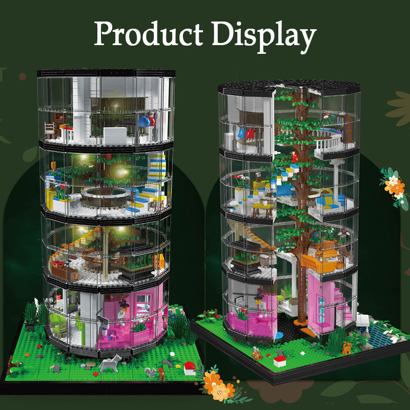 Yu Xing modelo Wang16013 serie de escenas callejeras torre transparente conjunto completo de luces para adultos de alta dificultad para ensamblar adornos de bloques de construcción