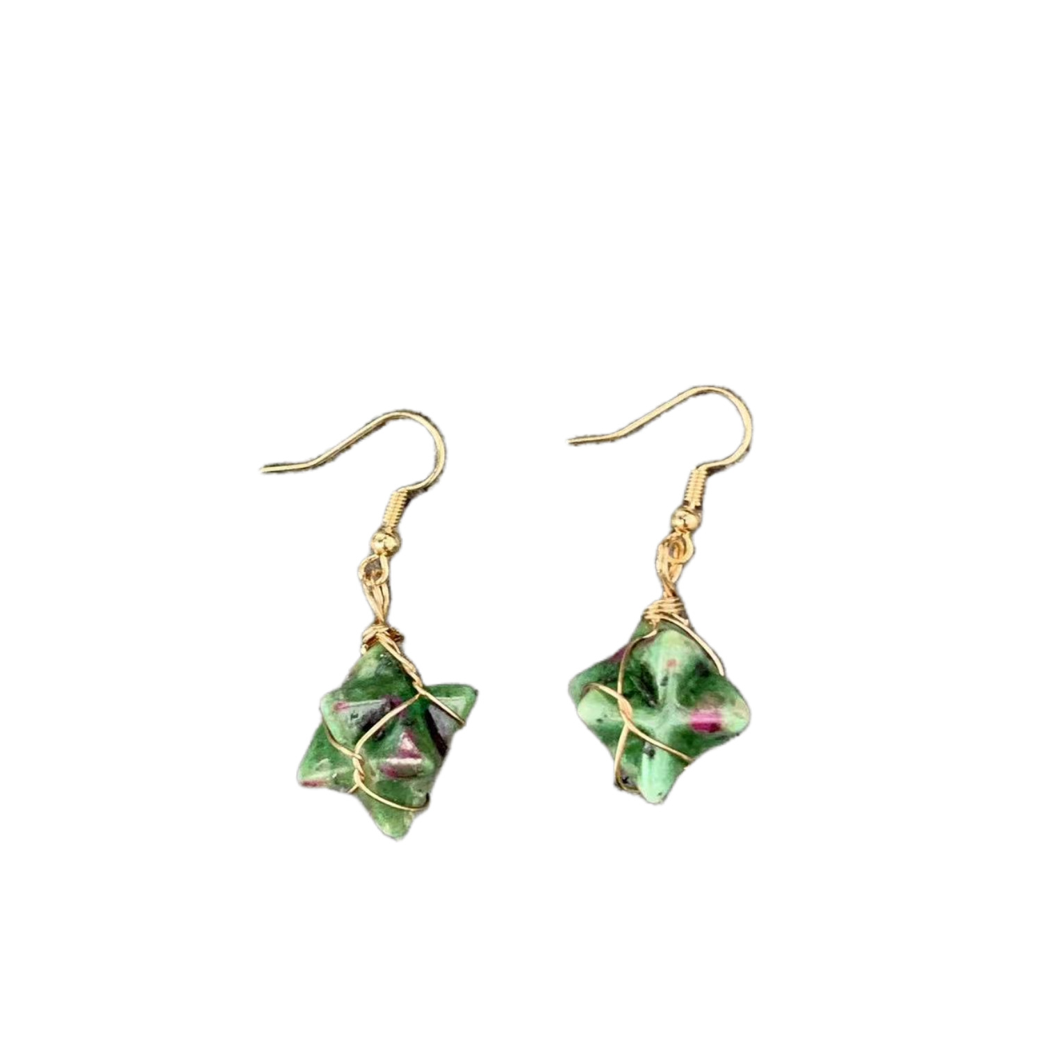 1 Pair Retro Solid Color Inlay Natural Stone Crystal Drop Earrings display picture 15