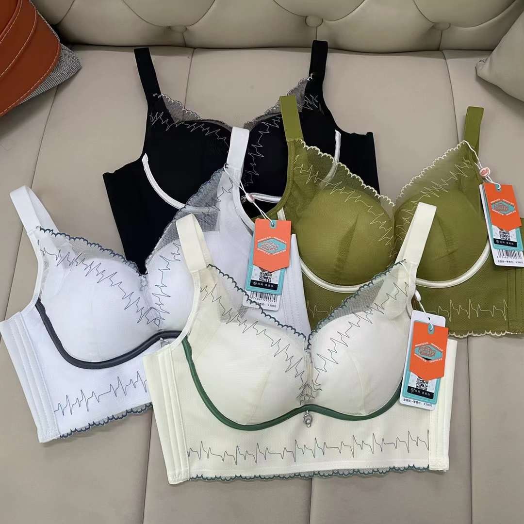 Nuevo sujetador inalámbrico de moda encaje jacquard transpirable cómodo clásico cinco breasted ropa interior mujeres al por mayor