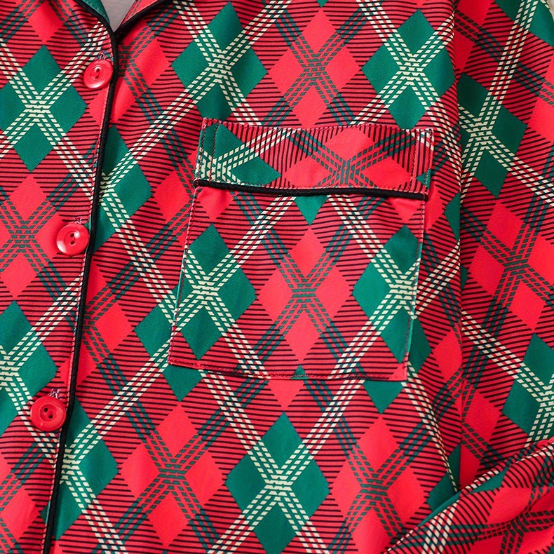 2024 Primavera Nuovo pigiama da donna a quadri casual in seta di latte per la casa, set di due pezzi_voghion.com