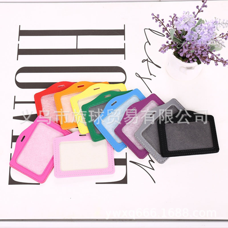 Every day discount easy pull buckle badge imitation leather ID set manufacturers can print Logo wholesale card set telescopic buckle ID set