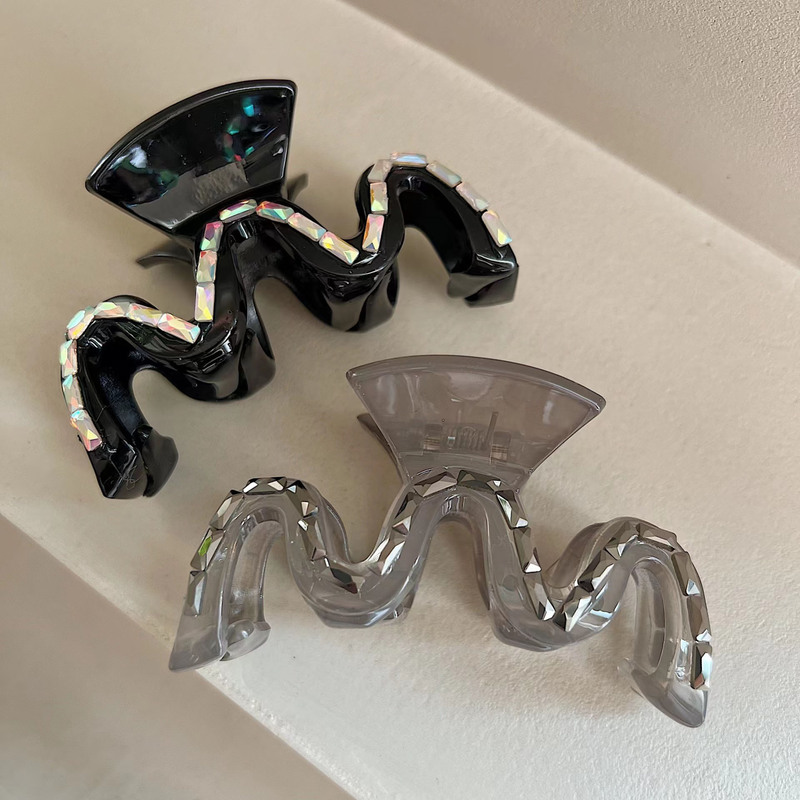 Blingキラキラ超閃波クリップ気質シンプル大後頭部ヘアクリップ怠惰風サメクリップ|undefined