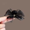 Black ribbon bow rhinestone mini hair claw clip - approximately 6cm - single pack