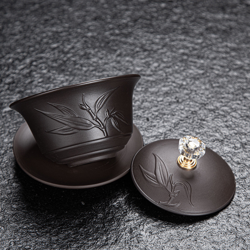 Ceramic high-end purple clay kung fu tea set gift box set Dehua purple clay pot teapot tea cup complete set wholesale custom logo