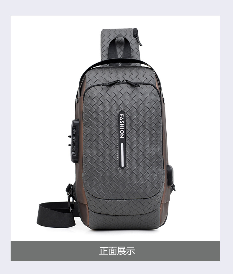 Cross-border men's chest bag, anti-theft password lock, single-shoulder bag, casual and simple crossbody bag, water-resistant outdoor storage chest bag undefined
