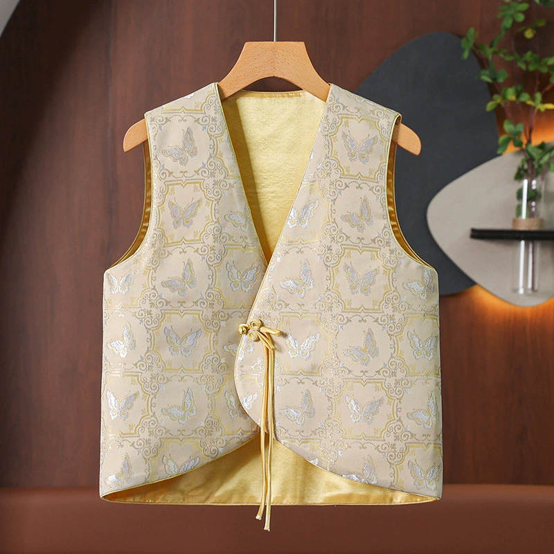 2025 новый китайский стиль топ куртка новый китайский стиль пуговицы жилетка весенне-осенний тонкий жилет женская одежда