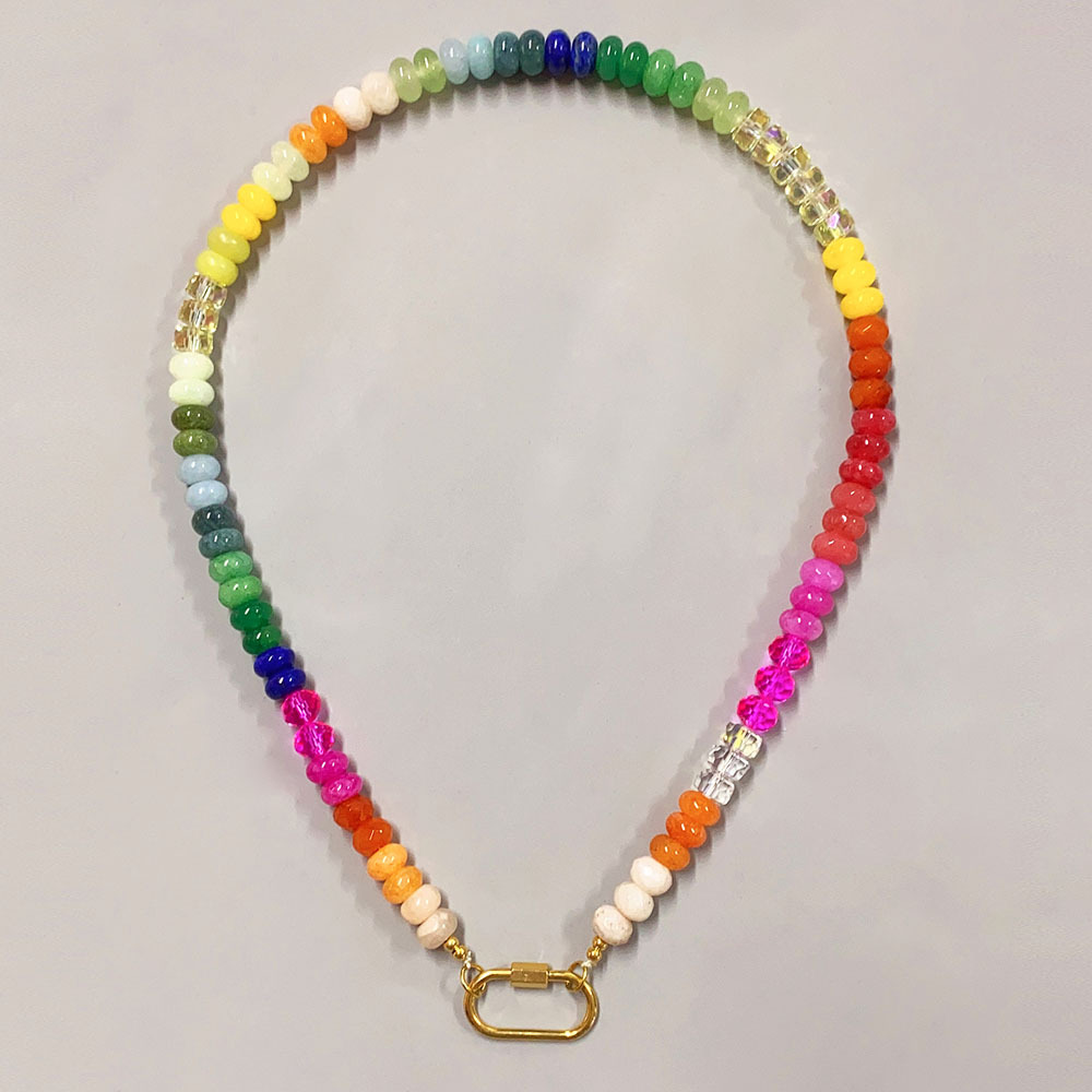 200g Weight Necklace Classification 304 Stainless Steel Chain Material 1 Piece Quantity Casual Occasion natural stone Material Geometric Pattern Women's Gender Sweet Style Beaded Craft 1 Piece Sweet Geometric Natural Stone 304 Stainless Steel Necklace 10