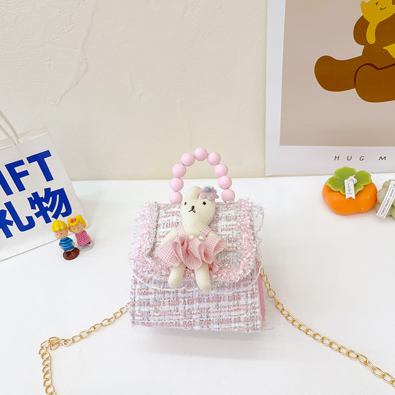Estilo coreano princesa bolsa de mensajero mini bebé estilo occidental Chanel estilo cadena bolsa pequeña bolsa cuadrada conejito de dibujos animados bolsa de hombro