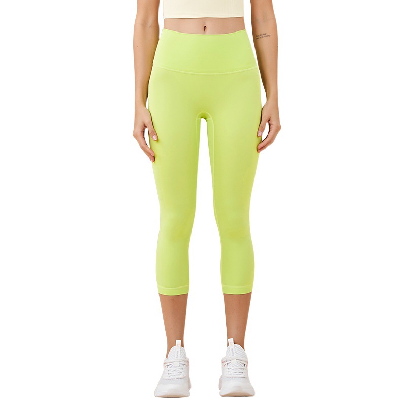 2023 nuevo sin vergüenza línea de cintura alta recortada pantalones de yoga pantalones de cintura trasera de las mujeres bolsillo Peach Hip lifting deportes fitness Pantalones
