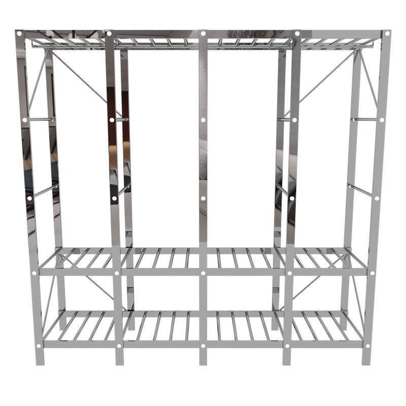 Simple Wardrobe Fabric Wardrobe Stainless Steel Frame Rental House Modern Thickened Reinforced Steel Pipe Assembly Hanging Wardrobe Storage