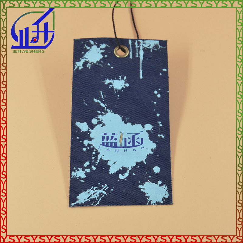 业升制品铜鸡眼布标牌定货制做布料挂牌帆布标牌混纺棉料吊牌