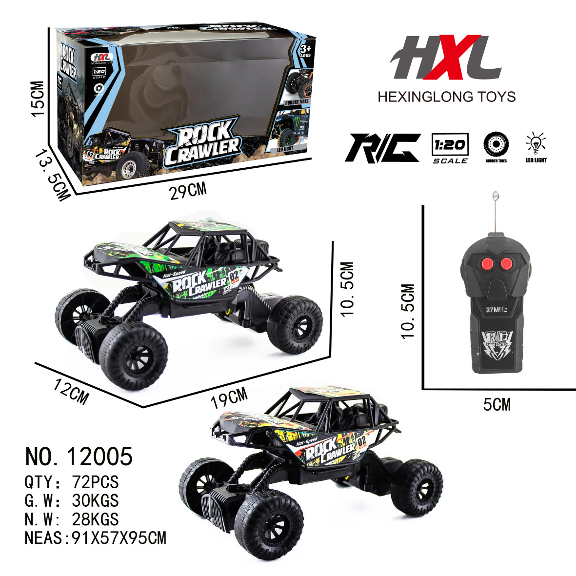1:20 양방향 오프로드 원격 제어 자동차 12005
