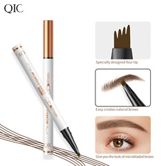 QIC Ultra-Fine Four-Prong Waterproof Sweatproof Smudge-Proof Liquid Eyebrow Pen Four-Prong Wild Eyebrow Cross-Border