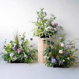 莫奈花园森系地排花艺 仿真绿植假花出场造景布置花球花艺