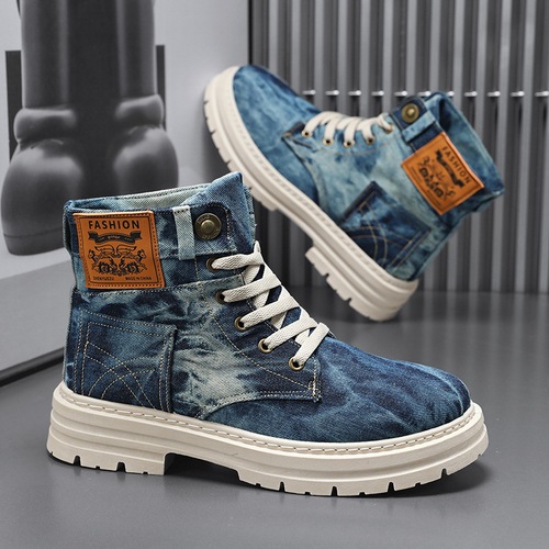 Men's Cross-Border Martin Boots 2025 New Spring Men's Shoes British Style Men's High-Top Boots Men's Work Boots