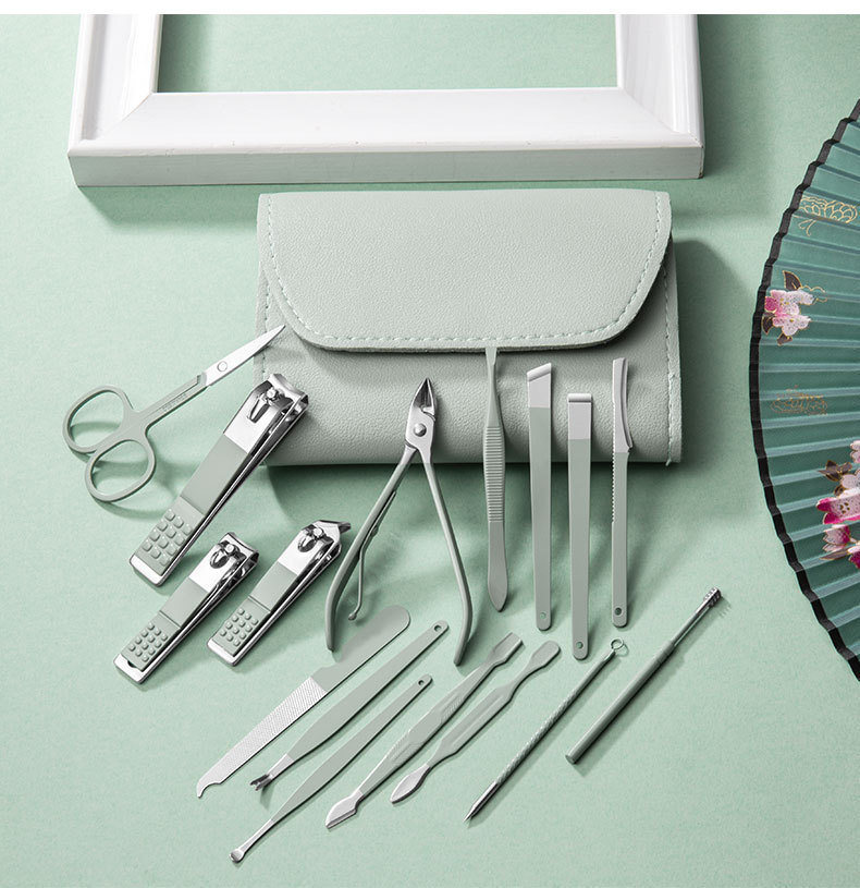 Nail scissor set 16-piece set nail cutting, manicure, beauty tweezers, pedicure knife, ear pick knife ready-made beauty tools