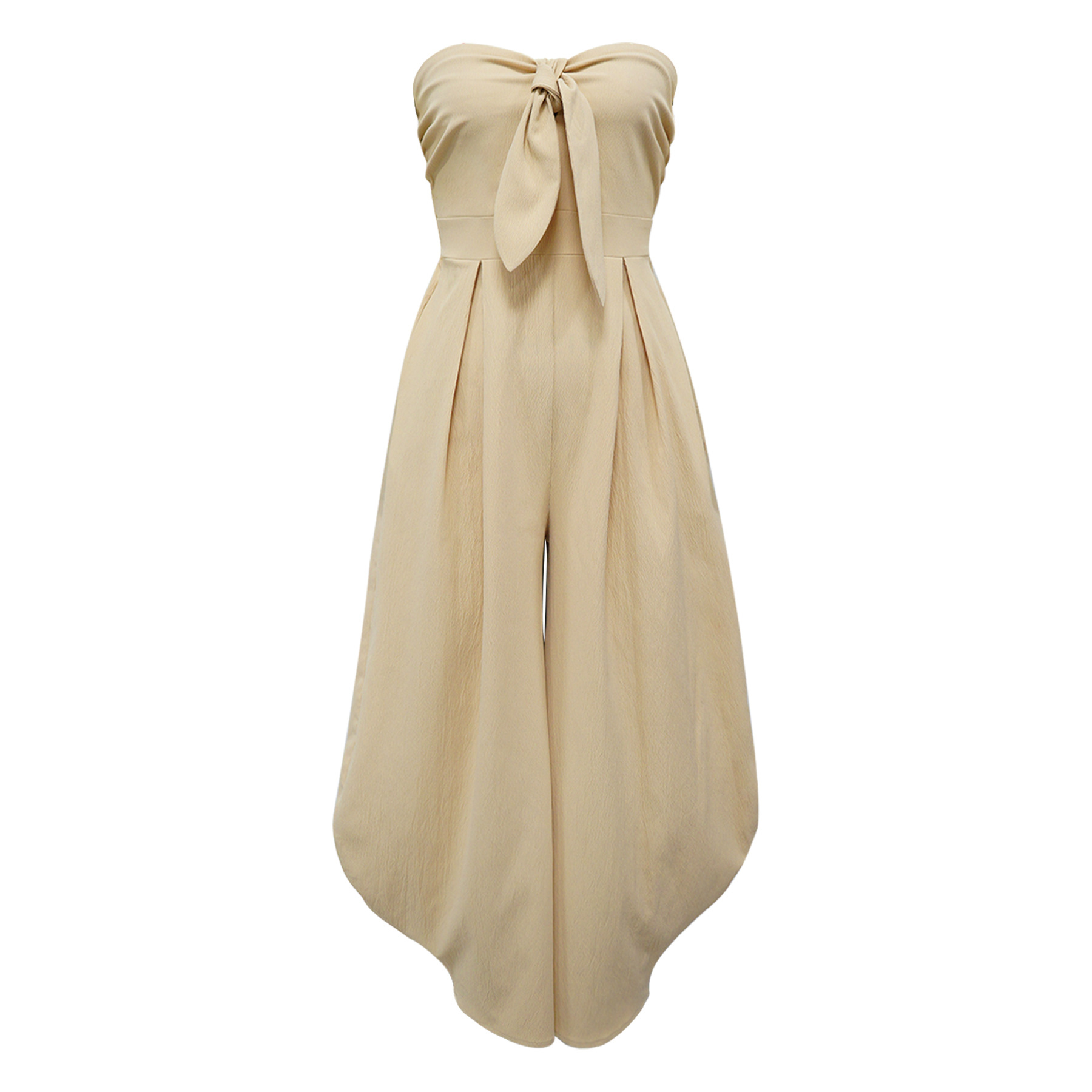 Sexy Damen-Jumpsuit mit Bandeau-Ausschnitt, einfarbig, Sommer, Neu, Direktvertrieb_voghion.com
