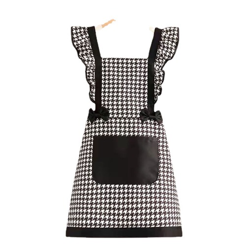 Canvas apron wholesale princess style apron houndstooth blouse kitchen cooking apron restaurant western style work clothes for women