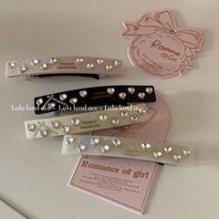 韓国スタイルニッチフレンチラブラインストーンアセテートヘアピンスプリングクリップライト高級ハイエンド甘いスプリングヘアピン