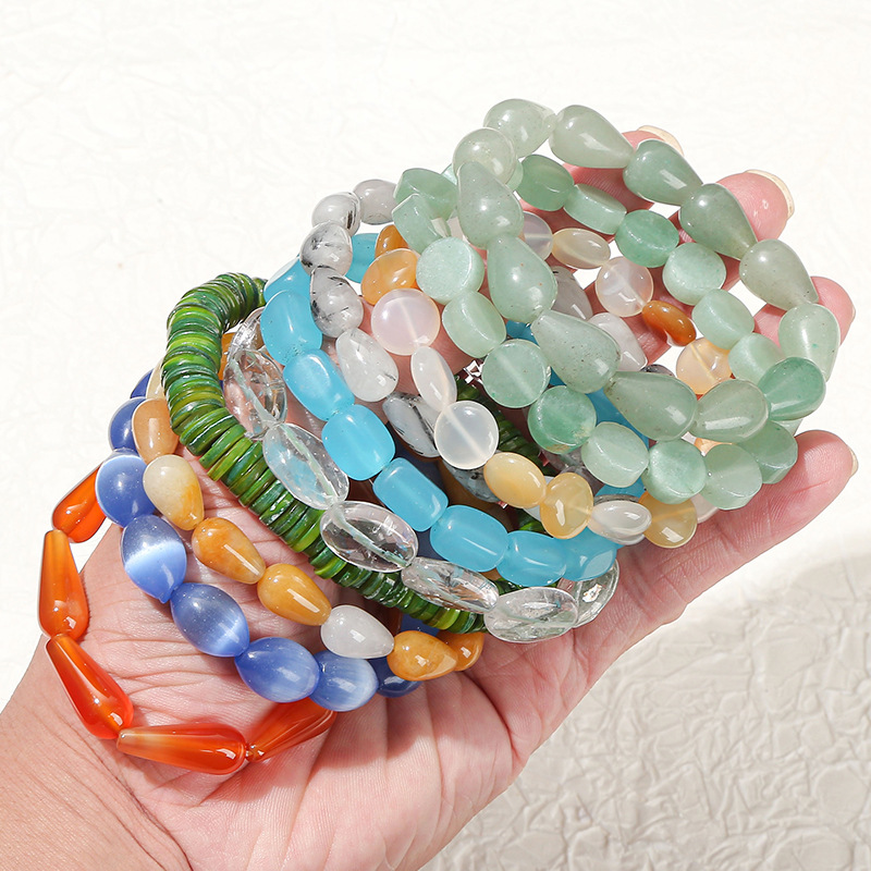 jingzhou jewelry natural stone fashion personality trend single ring bracelet crystal agate round beads special-shaped beads bracelet wholesale